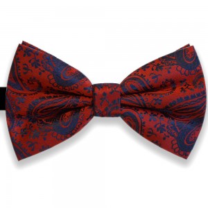 Papion rosu, elegant, model paisley albastru inchis Luxury Line